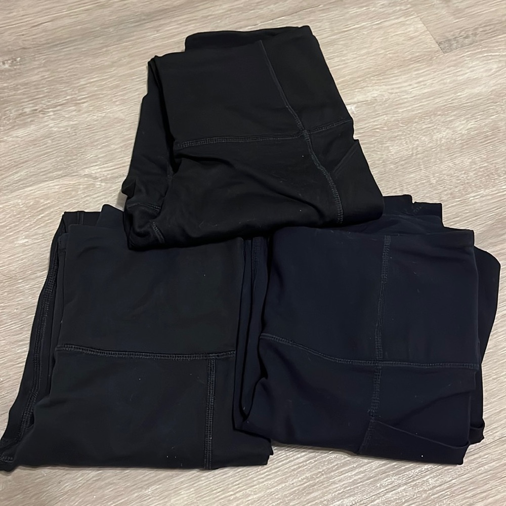 3 pairs black high waisted pocket leggings